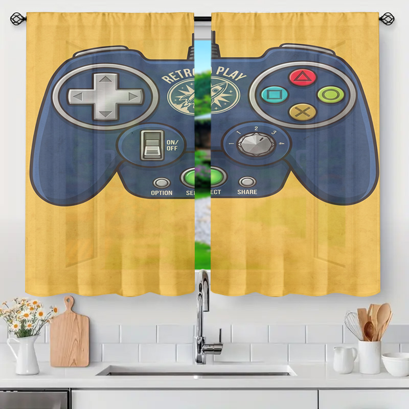 Retro Gaming Youtube - Panel Tirai Pengontrol Game Dekorasi Jendela