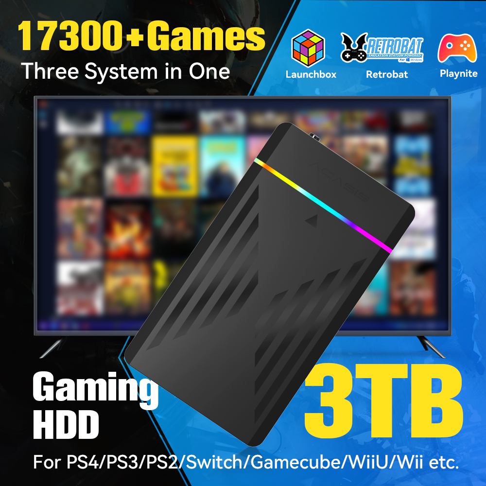 Retro Gaming N64 - HDD Gaming portabel 3TB, konsol Game