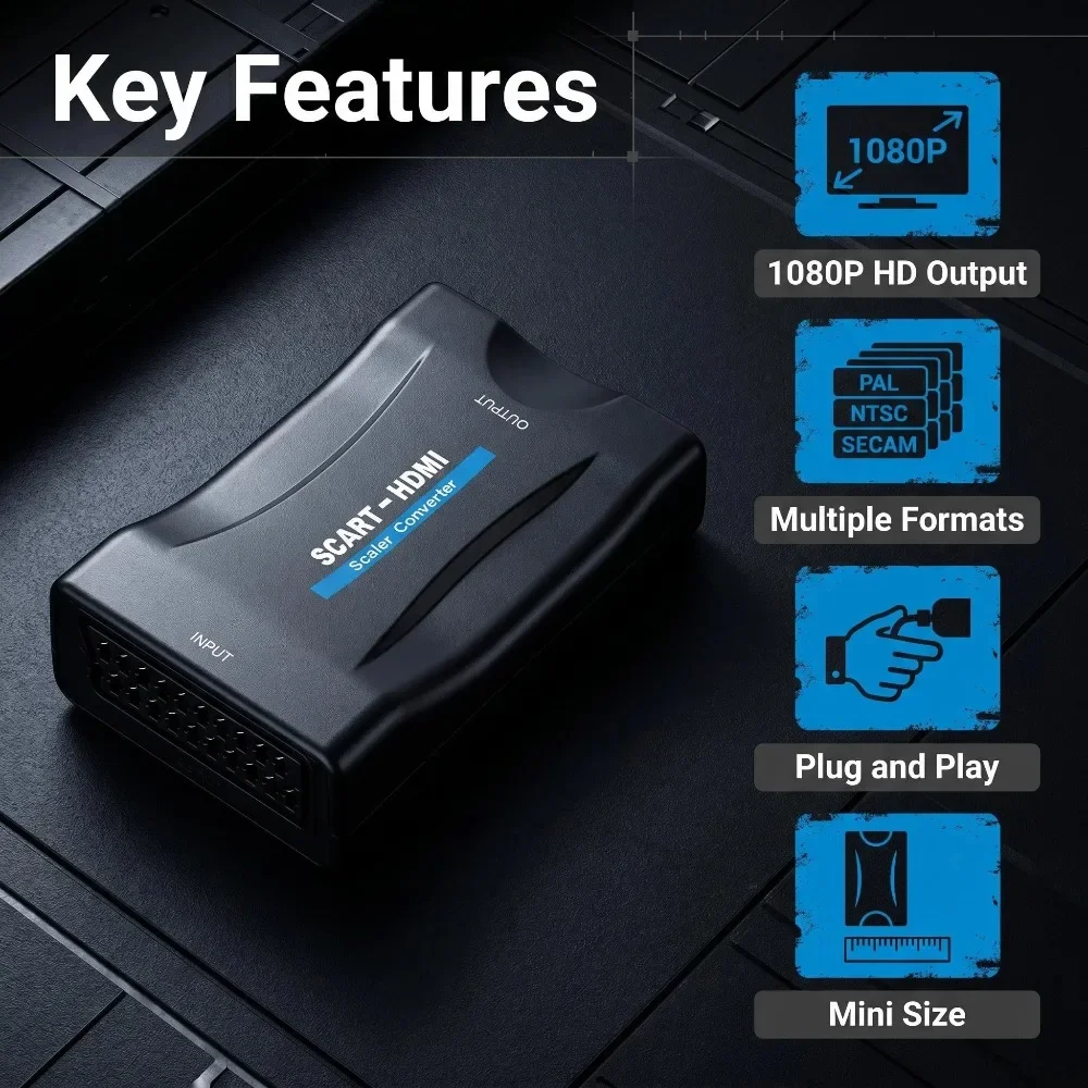 Adaptor Konverter dengan Kabel - Scart To Hdmi ulasan dan harga