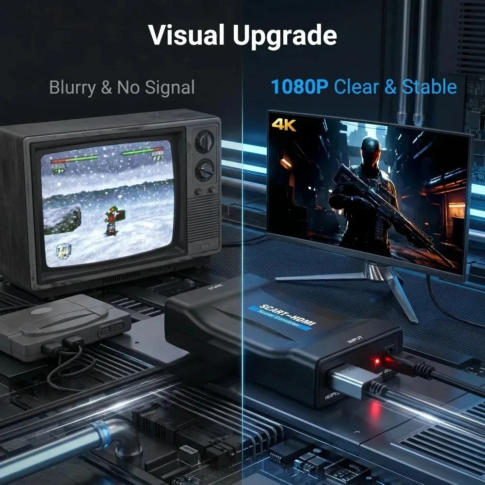Adaptor Konverter dengan Kabel - Scart To Hdmi ulasan dan harga