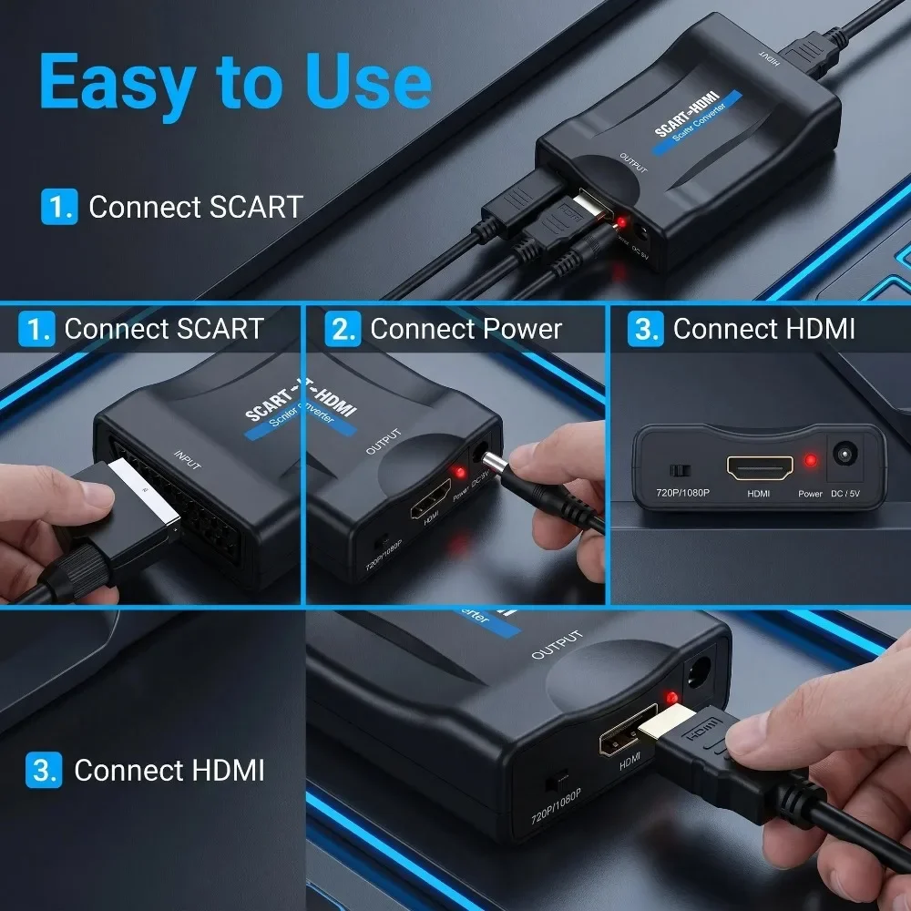 Adaptor Konverter dengan Kabel - Scart To Hdmi ulasan dan harga