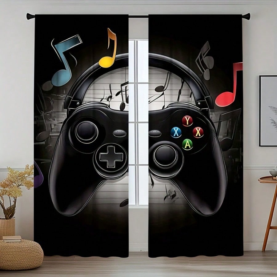 2 Buah Tirai Kamar Gaming Retr - Retro Gaming Youtube ulasan dan harga