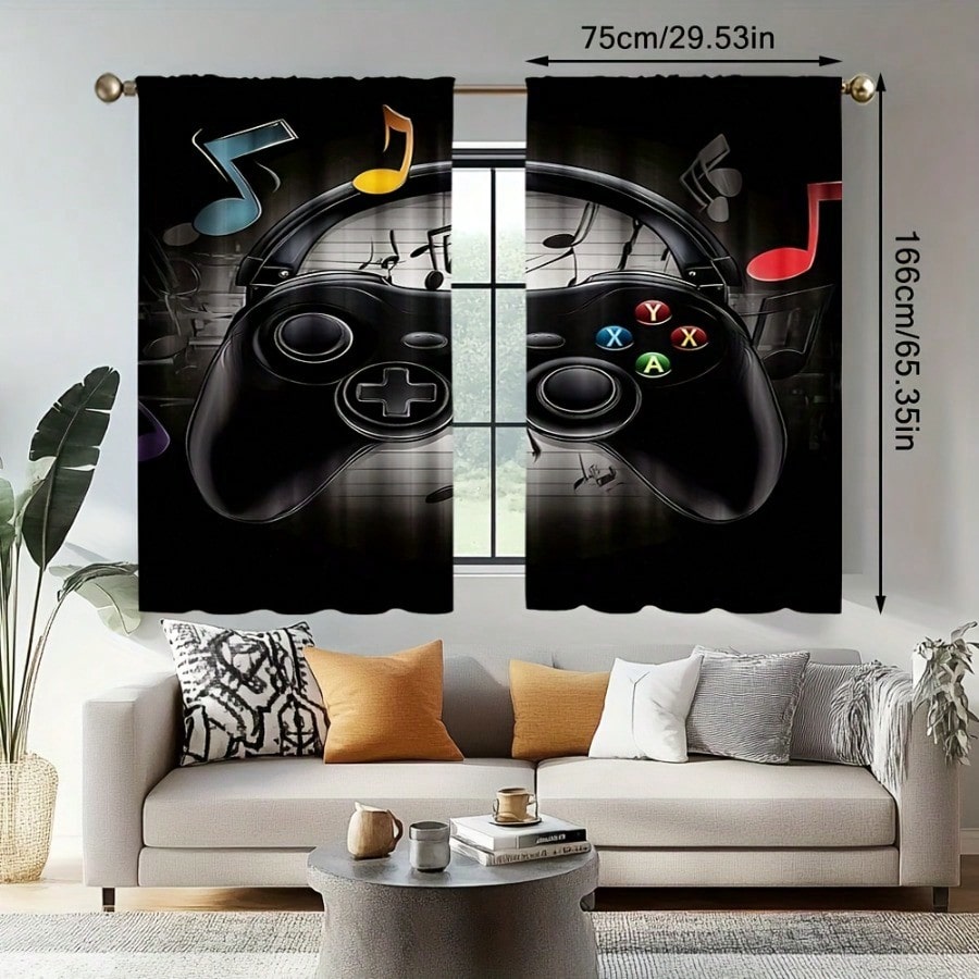 2 Buah Tirai Kamar Gaming Retr - Retro Gaming Youtube ulasan dan harga